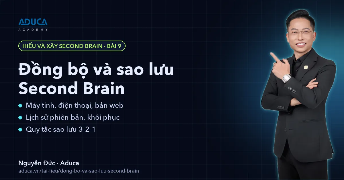 Đồng bộ và sao lưu Second Brain: iCloud, Obsidian Sync, Git – Nguyễn Đức, Aduca