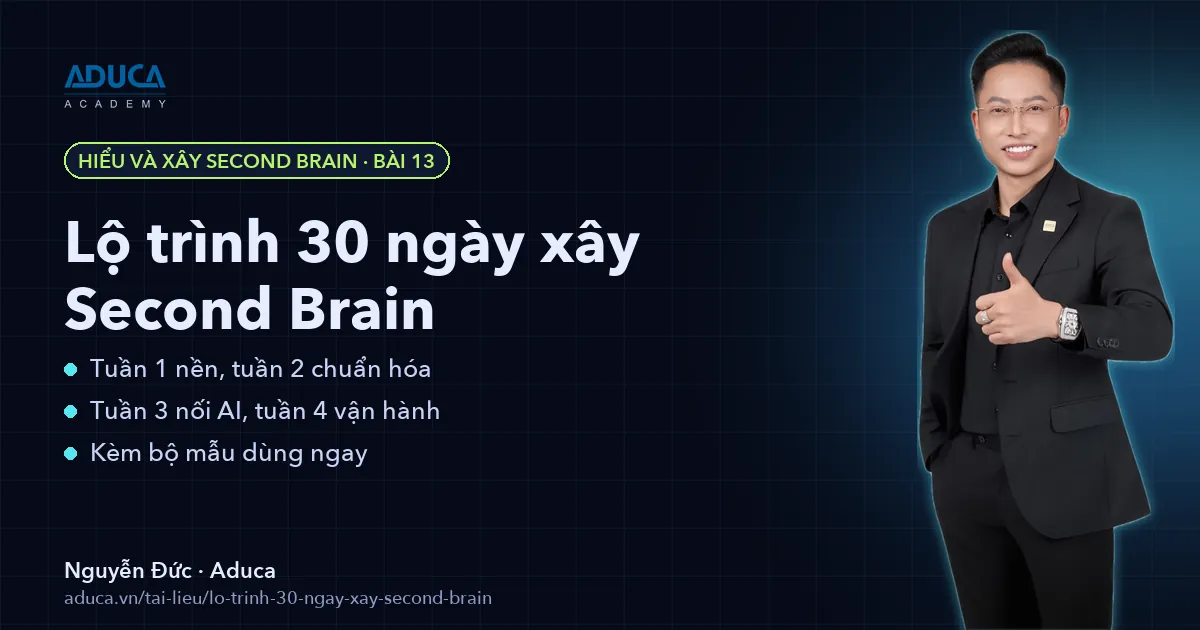 Lộ trình 30 ngày xây Second Brain cho doanh nghiệp – Nguyễn Đức, Aduca
