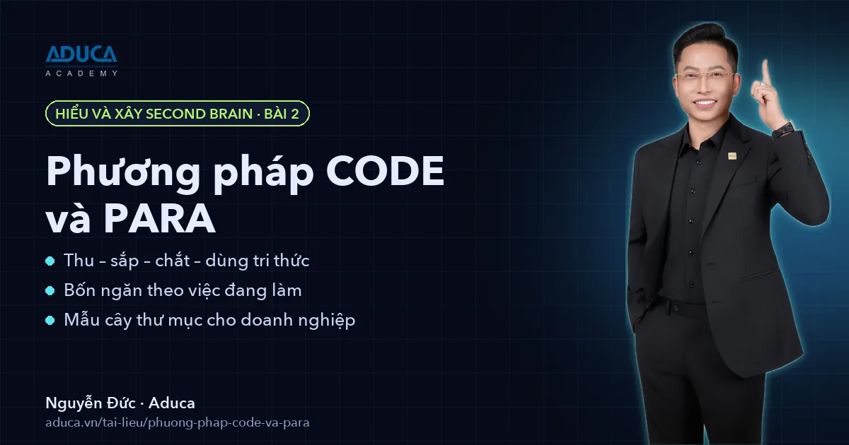 Phương pháp CODE và PARA: thu, sắp, chắt, dùng tri thức – Nguyễn Đức, Aduca